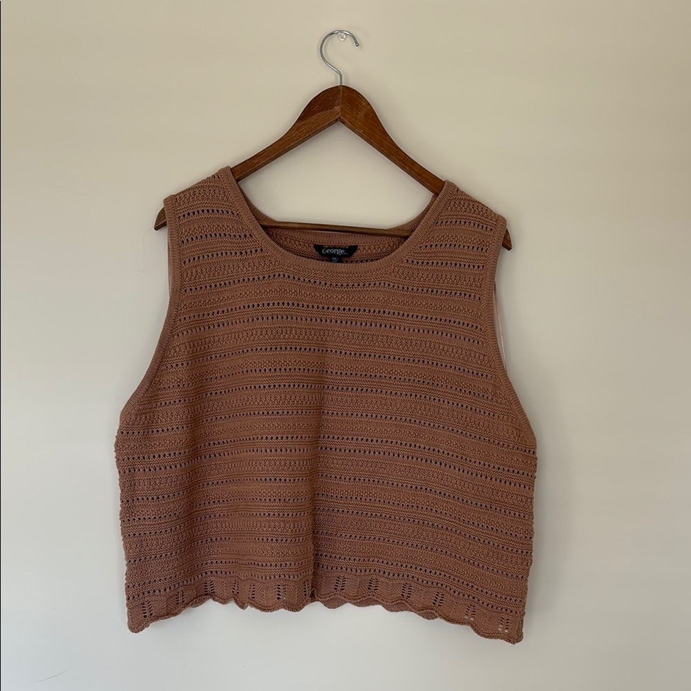 George Pink Ribbed Sleeveless Crop Tank Top